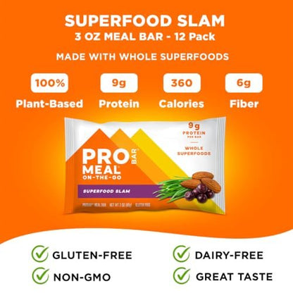 PROBAR MEAL Bar Superfood Slam – 12er-Pack, veganer & glutenfreier Proteinriegel aus pflanzlichen Vollwertzutaten