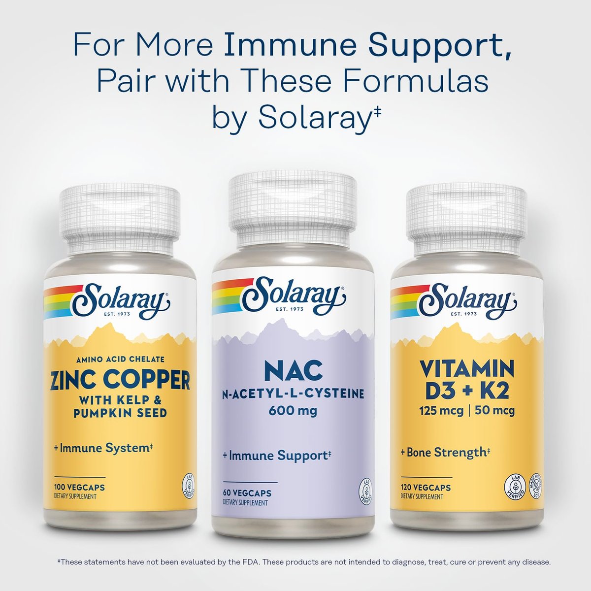 SOLARAY NAC Kapseln 600 mg – N-Acetyl-L-Cystein für Männer & Frauen, Vorstufe von Glutathion & Aminosäure-Unterstützung für Zellgesundheit, Antioxidans für Immunsystem – 60 vegane Kapseln