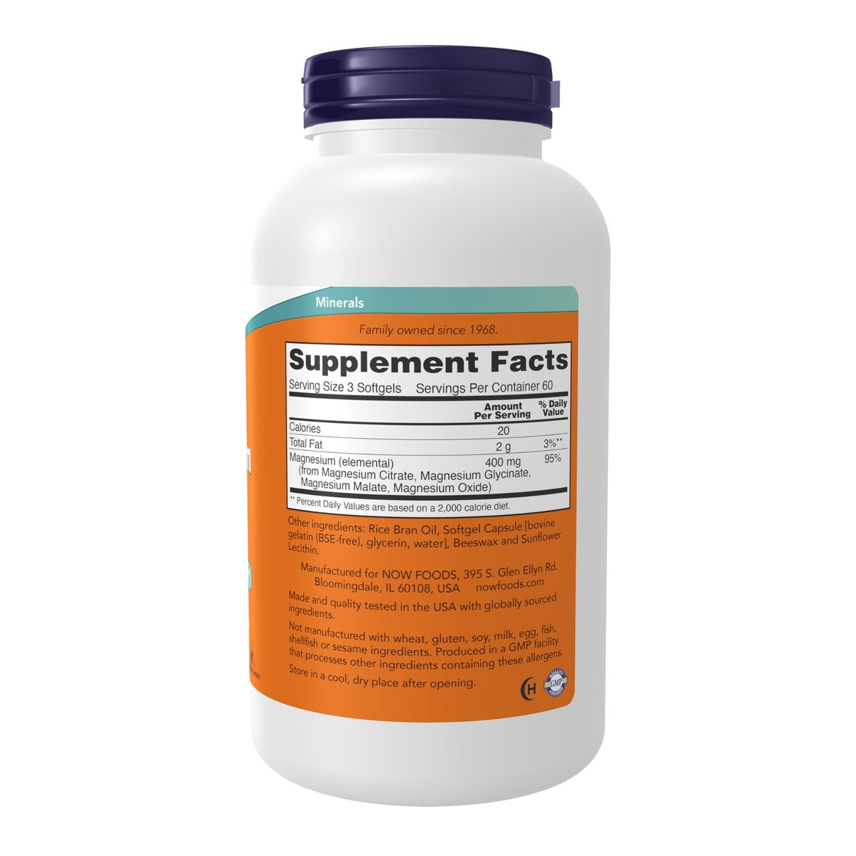 NOW Supplements, Magnesium Citrat mit Glycinat & Malat, Unterstützung des Nervensystems*, 180 Softgels
