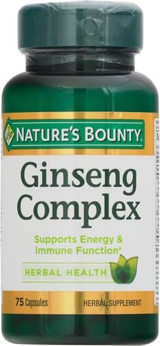 Nature's Bounty Ginseng Komplex Kapseln – Unterstützt Vitalität & Immunsystem, 75 Kapseln