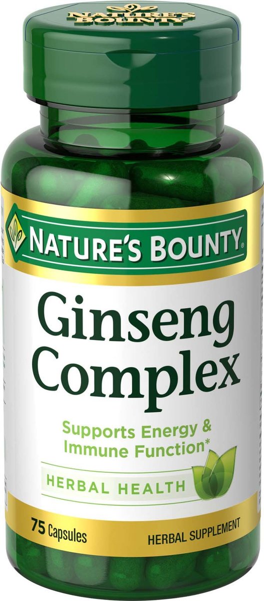 Nature's Bounty Ginseng Komplex Kapseln – Unterstützt Vitalität & Immunsystem, 75 Kapseln