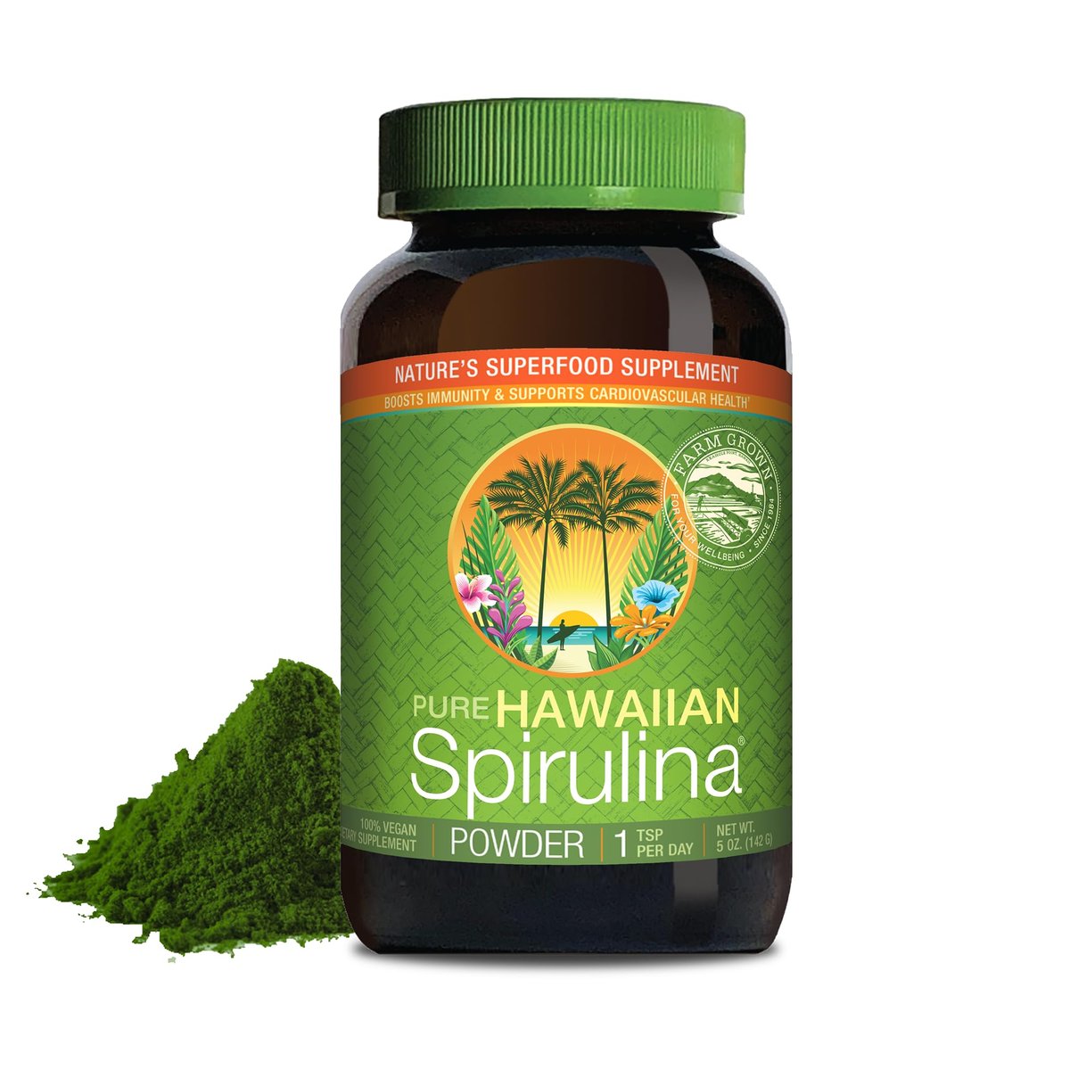 Nutrex Hawaii Reines Hawaiianisches Spirulina-Pulver – Veganes Superfood aus Kona, Nicht-GVO, Immununterstützung & Zellenergie, 142 g