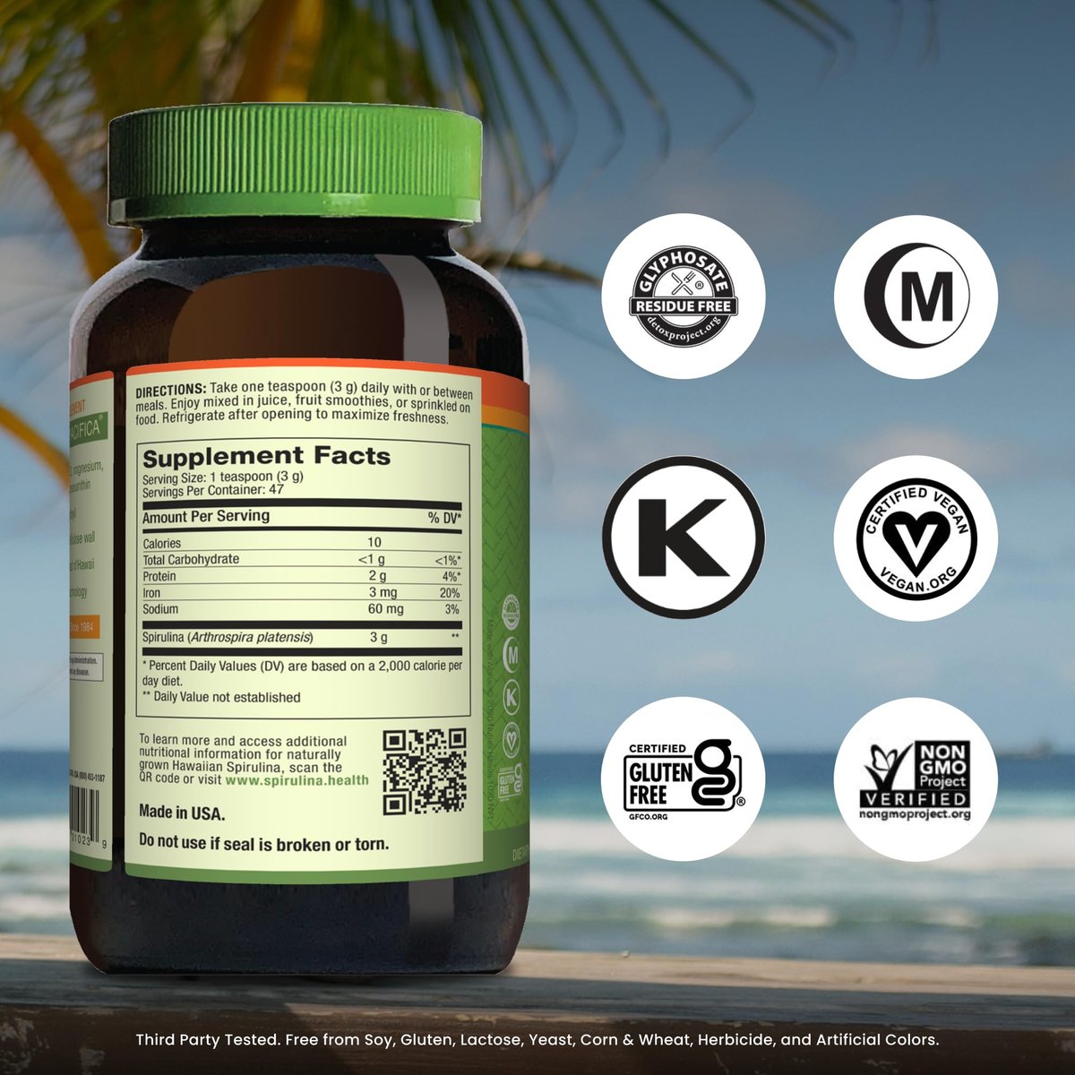Nutrex Hawaii Reines Hawaiianisches Spirulina-Pulver – Veganes Superfood aus Kona, Nicht-GVO, Immununterstützung & Zellenergie, 142 g