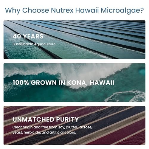 Nutrex Hawaii Pure Hawaiian Spirulina – Veganes Superfood, 500 mg Tabletten, aus Kona, Non-GMO, Immununterstützung & Zellenergie, 200 Stück