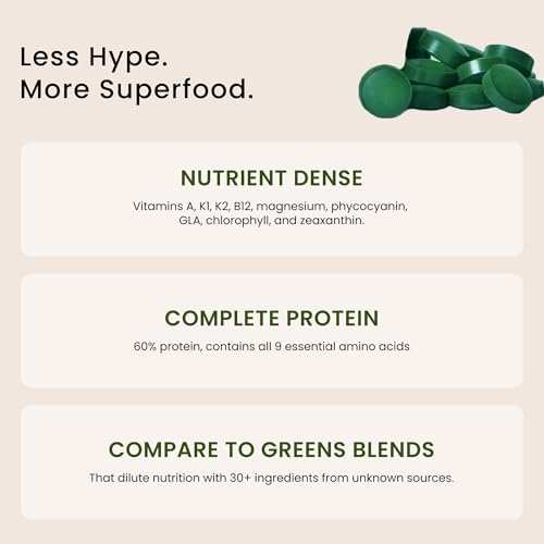 Nutrex Hawaii Pure Hawaiian Spirulina – Veganes Superfood, 500 mg Tabletten, aus Kona, Non-GMO, Immununterstützung & Zellenergie, 200 Stück