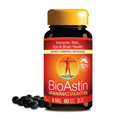 Nutrex Hawaii BioAstin Hawaiian Astaxanthin – 4 mg, 60 Softgels – Antioxidant für Haut & Immunsystem – aus Mikroalgen aus Kona, Hawaii – Non-GMO & Glutenfrei