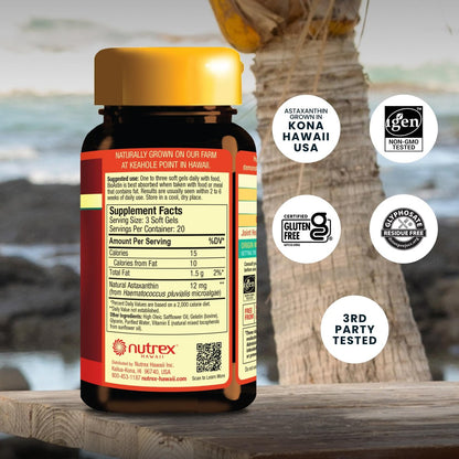 Nutrex Hawaii BioAstin Hawaiian Astaxanthin – 4 mg, 60 Softgels – Antioxidant für Haut & Immunsystem – aus Mikroalgen aus Kona, Hawaii – Non-GMO & Glutenfrei