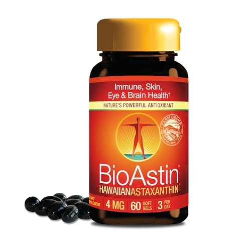 Nutrex Hawaii BioAstin Hawaiian Astaxanthin – 4 mg, 60 Softgels – Antioxidant für Haut & Immunsystem – aus Mikroalgen aus Kona, Hawaii – Non-GMO & Glutenfrei