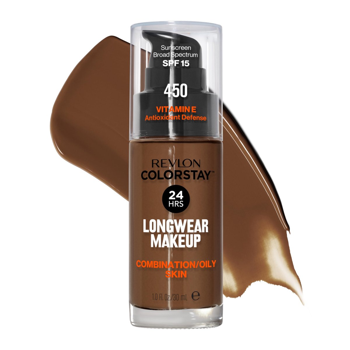 Revlon ColorStay Flüssig Foundation für Mischhaut und fettige Haut, SPF 15, mittlere bis hohe Deckkraft mit mattem Finish, 450 Mocha, 30 ml