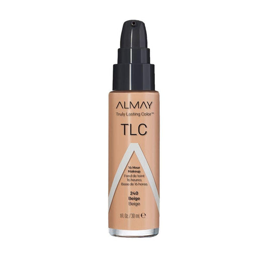 Almay Flüssig-Foundation, Truly Lasting Color, Langhaftendes natürliches Finish, mit Vitamin E und Zitronenextrakt, hypoallergen, tierversuchsfrei, dermatologisch getestet, 240 Beige, 30 ml