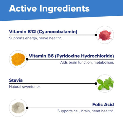 Superior Source Vitamin B-12 Cyanocobalamin 1000 mcg, B-6, Folsäure 400 mcg – Unterstützt Herz- und Gehirngesundheit, fördert natürliche Energie – 100 sublinguale Schmelztabletten