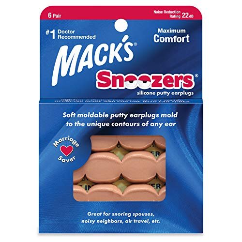 Mack's Snoozers Silikon-Ohrstöpsel – 6 Paar – Bequeme, formbare Silikon-Ohrstöpsel für Schlafen, Schnarchen, laute Geräusche & Reisen | Hergestellt in USA