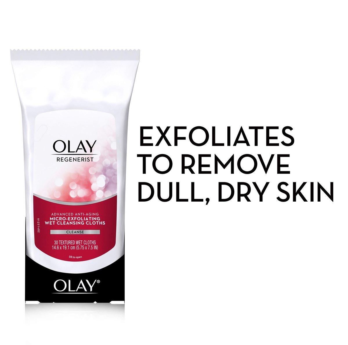 Olay Regenerist Mikro-Peeling Reinigungstücher – 3er-Pack mit 30 Tüchern – Gesichtsreinigung für Frauen – Peelt, erfrischt, glättet die Hautstruktur – Reisegepäck geeignet