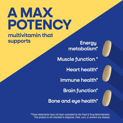 Nature's Way Alive! Men's Max3 Potency Daily Multivitamin – Hochdosiertes Multivitamin für Männer mit B-Vitaminen für Zellenergie*, Unterstützung für Herz, Muskeln und Augengesundheit*, 90 Tabletten