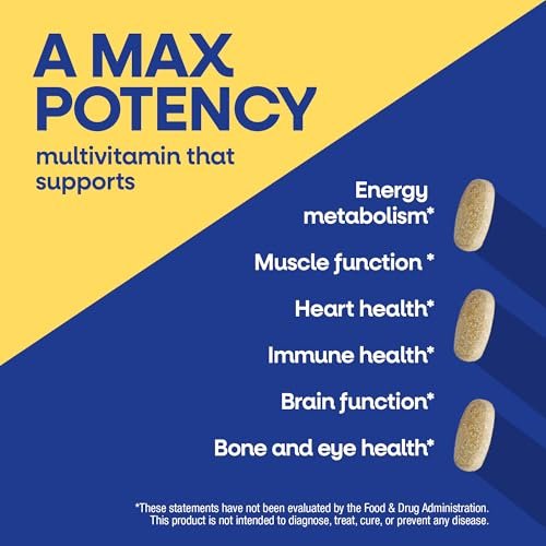 Nature's Way Alive! Men's Max3 Potency Daily Multivitamin – Hochdosiertes Multivitamin für Männer mit B-Vitaminen für Zellenergie*, Unterstützung für Herz, Muskeln und Augengesundheit*, 90 Tabletten