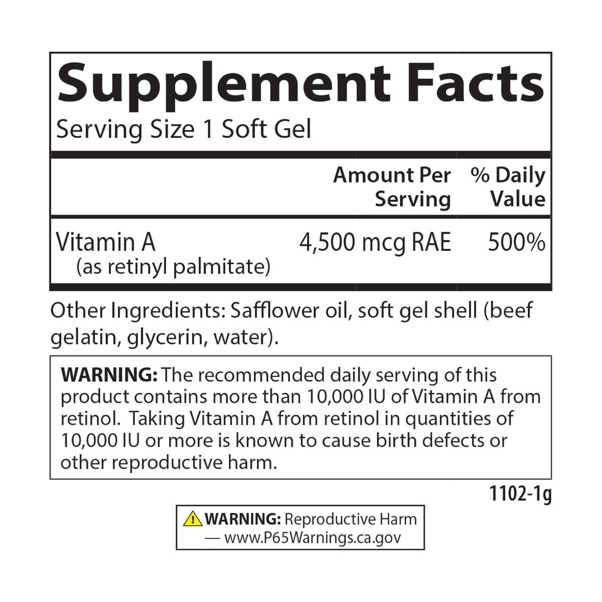 Carlson Vitamin A 15.000 IE (4500 µg RAE) Palmitat – 240 Softgels für Sehkraft, gesunde Haut & Immunsystem