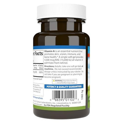 Carlson Vitamin A 15.000 IE (4500 µg RAE) Palmitat – 240 Softgels für Sehkraft, gesunde Haut & Immunsystem