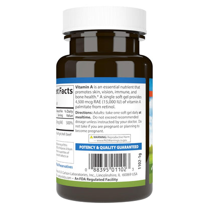 Carlson Vitamin A 15.000 IE (4500 µg RAE) Palmitat – 240 Softgels für Sehkraft, gesunde Haut & Immunsystem