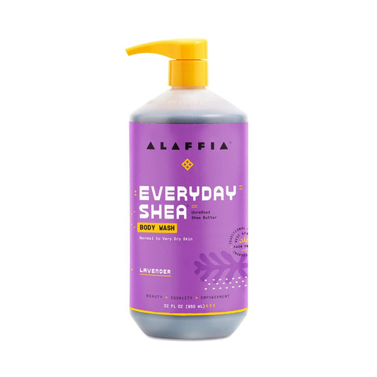 Alaffia EveryDay Shea Körperwaschmittel – Feuchtigkeitsspendend & Reinigend mit Sheabutter, Neem & Kokosöl, Fair Trade, Lavendel, 946 ml