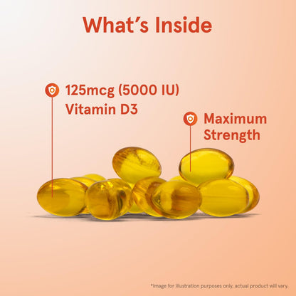Jarrow Formulas Vitamin D3 125 mcg (5000 IE) - 100 Softgels - Knochengesundheit, Immununterstützung & Kalziumstoffwechsel - Glutenfrei