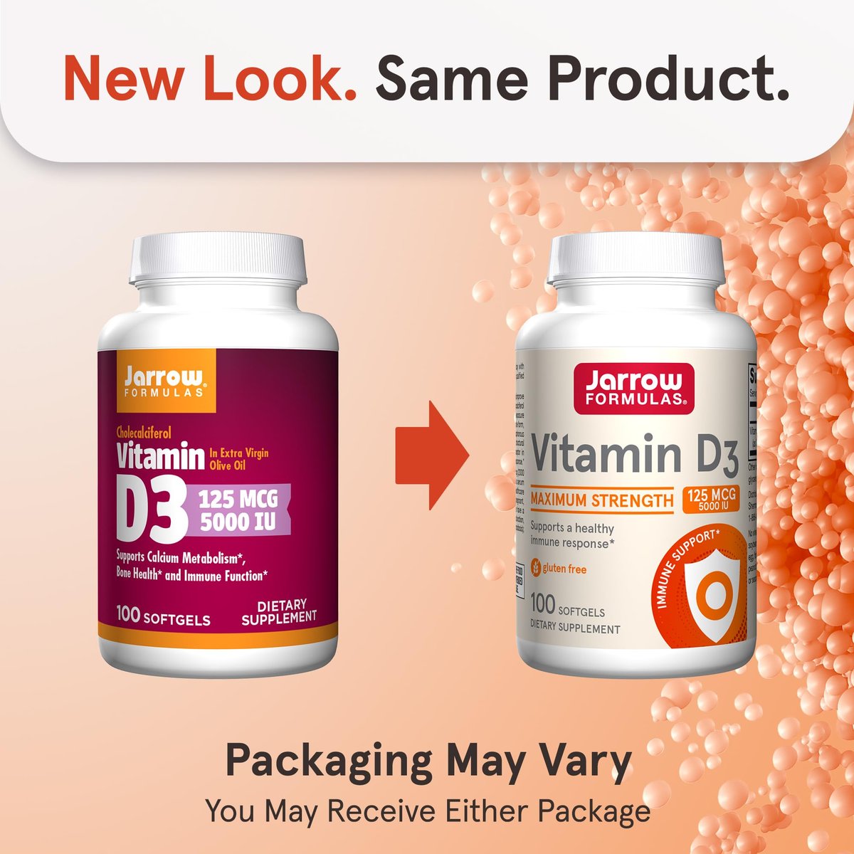 Jarrow Formulas Vitamin D3 125 mcg (5000 IE) - 100 Softgels - Knochengesundheit, Immununterstützung & Kalziumstoffwechsel - Glutenfrei