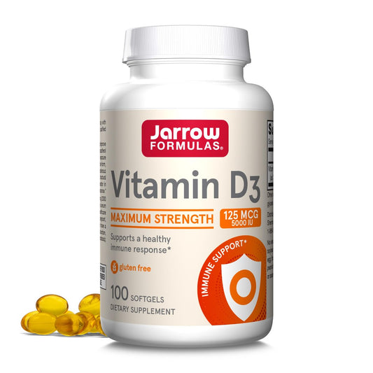 Jarrow Formulas Vitamin D3 125 mcg (5000 IE) - 100 Softgels - Knochengesundheit, Immununterstützung & Kalziumstoffwechsel - Glutenfrei