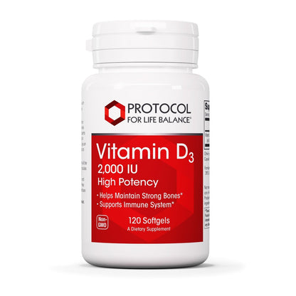 PROTOCOL FOR LIFE BALANCE Vitamin D3 2.000 IE – Immununterstützung, gesunde Knochen und Zähne – 120 Weichkapseln