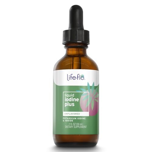 Life-flo Flüssiges Jod Plus 150 mcg – Jodpräparat zur Unterstützung der Schilddrüse,* für gesunde Energie & Stoffwechsel* mit Jod und Kaliumjodid (geschmacksneutral)