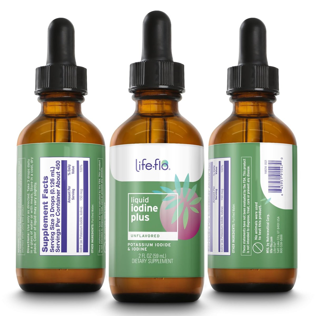 Life-flo Flüssiges Jod Plus 150 mcg – Jodpräparat zur Unterstützung der Schilddrüse,* für gesunde Energie & Stoffwechsel* mit Jod und Kaliumjodid (geschmacksneutral)
