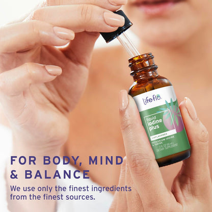 Life-flo Flüssiges Jod Plus 150 mcg – Jodpräparat zur Unterstützung der Schilddrüse,* für gesunde Energie & Stoffwechsel* mit Jod und Kaliumjodid (geschmacksneutral)