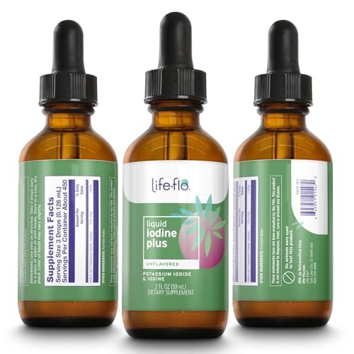Life-flo Flüssiges Jod Plus 150 mcg – Jodpräparat zur Unterstützung der Schilddrüse,* für gesunde Energie & Stoffwechsel* mit Jod und Kaliumjodid (geschmacksneutral)