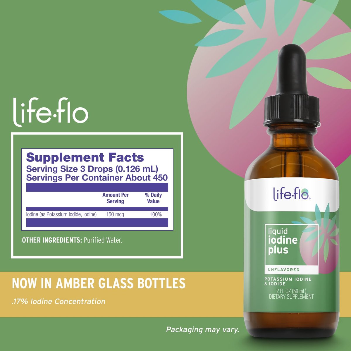 Life-flo Flüssiges Jod Plus 150 mcg – Jodpräparat zur Unterstützung der Schilddrüse,* für gesunde Energie & Stoffwechsel* mit Jod und Kaliumjodid (geschmacksneutral)