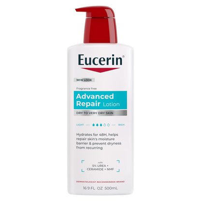 Eucerin Advanced Repair Körperlotion für sehr trockene Haut, unparfümiert, mit Ceramiden, 16,9 Fl Oz Flasche