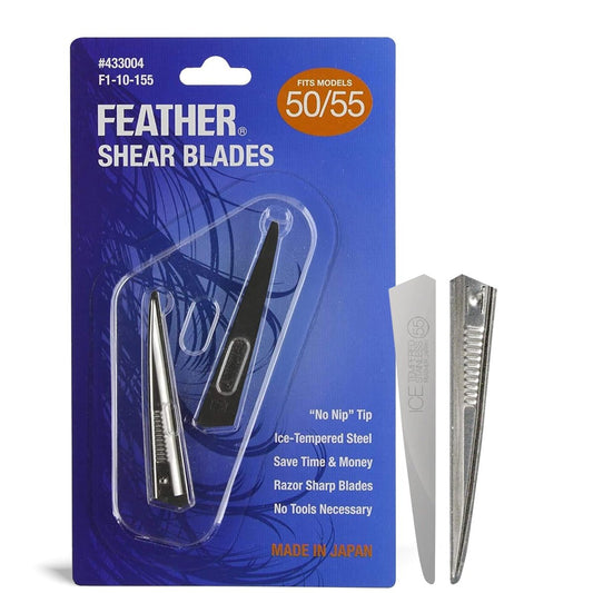 Feather Ersatzklingen für Haarschnittscheren Modell 50/55 – Edelstahl, No-Nip-Spitze, made in Japan