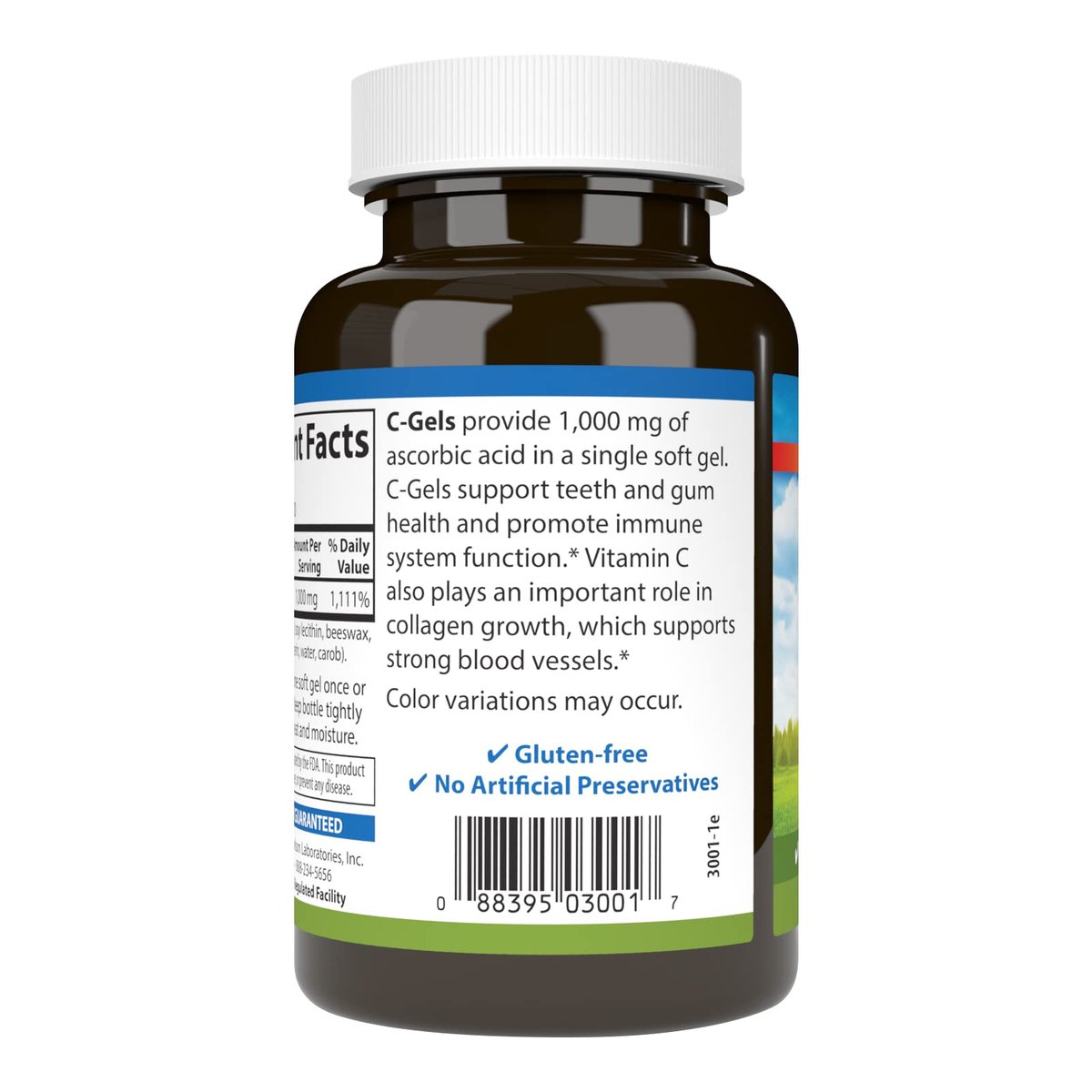 Carlson C-Gels 1000 mg – Vitamin-C-Weichkapseln für Immunsystem & Herzgesundheit, 100 Stück
