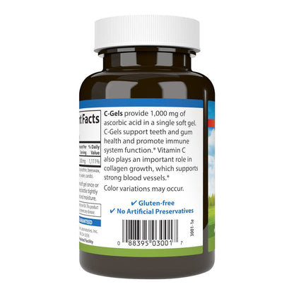 Carlson C-Gels 1000 mg – Vitamin-C-Weichkapseln für Immunsystem & Herzgesundheit, 100 Stück