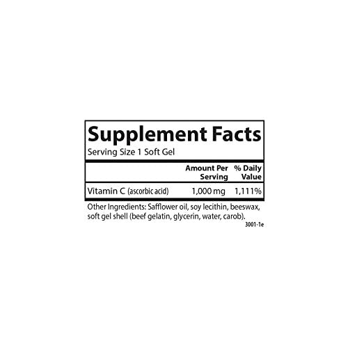 Carlson C-Gels 1000 mg – Vitamin-C-Weichkapseln für Immunsystem & Herzgesundheit, 100 Stück
