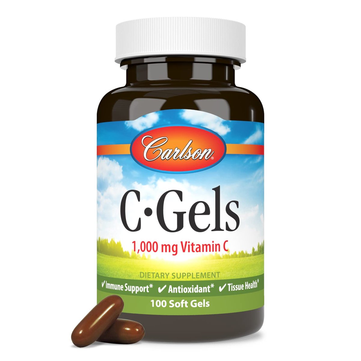 Carlson C-Gels 1000 mg – Vitamin-C-Weichkapseln für Immunsystem & Herzgesundheit, 100 Stück