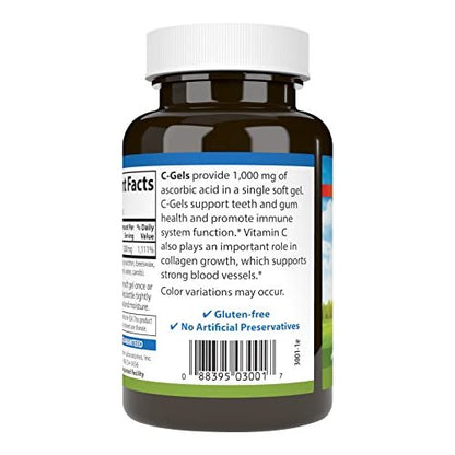Carlson C-Gels 1000 mg – Vitamin-C-Weichkapseln für Immunsystem & Herzgesundheit, 100 Stück
