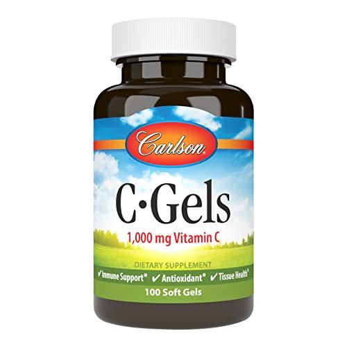 Carlson C-Gels 1000 mg – Vitamin-C-Weichkapseln für Immunsystem & Herzgesundheit, 100 Stück
