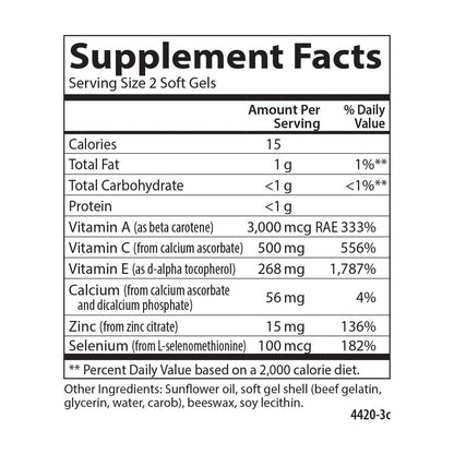 Carlson ACES + Zn – Vitamine A, C, E + Selen & Zink für Zellgesundheit & Immununterstützung, 60 Softgels