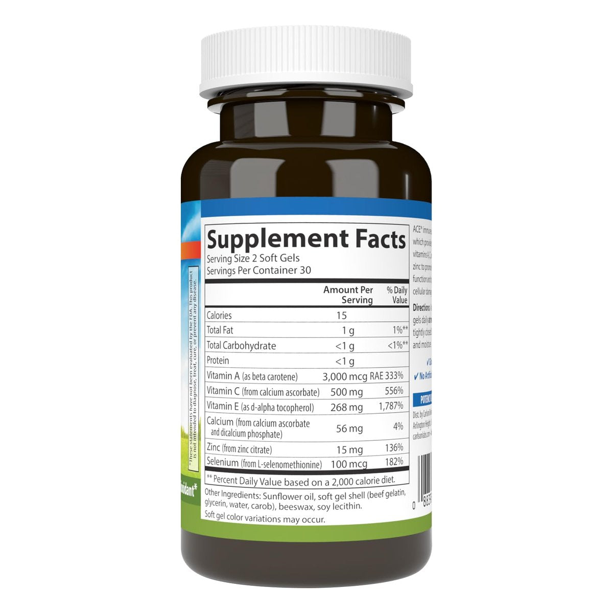 Carlson ACES + Zn – Vitamine A, C, E + Selen & Zink für Zellgesundheit & Immununterstützung, 60 Softgels