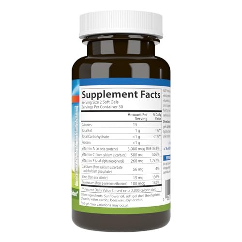 Carlson ACES + Zn – Vitamine A, C, E + Selen & Zink für Zellgesundheit & Immununterstützung, 60 Softgels