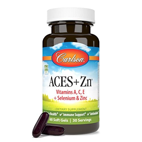 Carlson ACES + Zn – Vitamine A, C, E + Selen & Zink für Zellgesundheit & Immununterstützung, 60 Softgels
