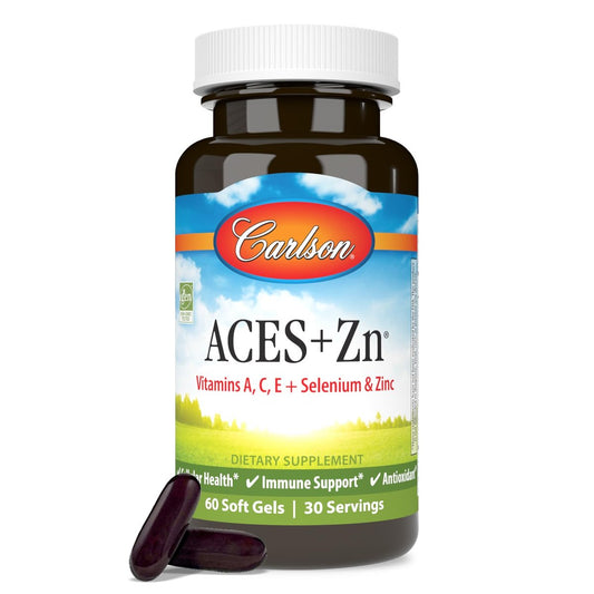 Carlson ACES + Zn – Vitamine A, C, E + Selen & Zink für Zellgesundheit & Immununterstützung, 60 Softgels
