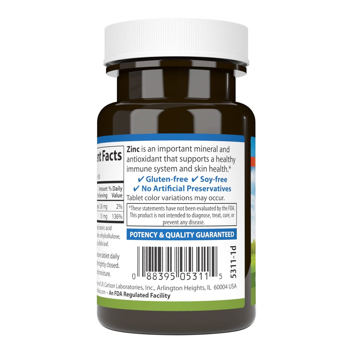 Carlson Zink 15 mg – 100 Tabletten | Immunsystem & Hautgesundheit | Zinkgluconat
