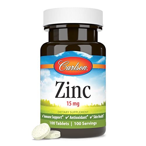 Carlson Zink 15 mg – 100 Tabletten | Immunsystem & Hautgesundheit | Zinkgluconat
