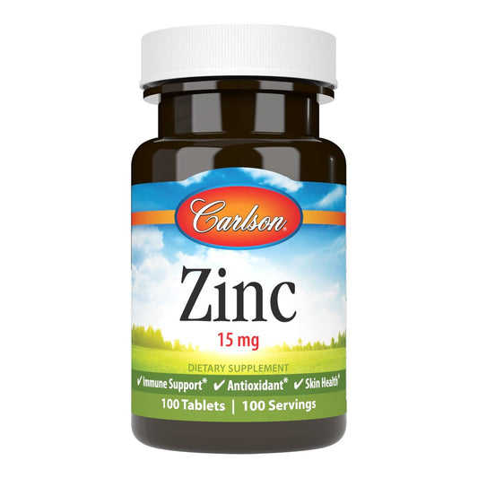Carlson Zink 15 mg – 100 Tabletten | Immunsystem & Hautgesundheit | Zinkgluconat