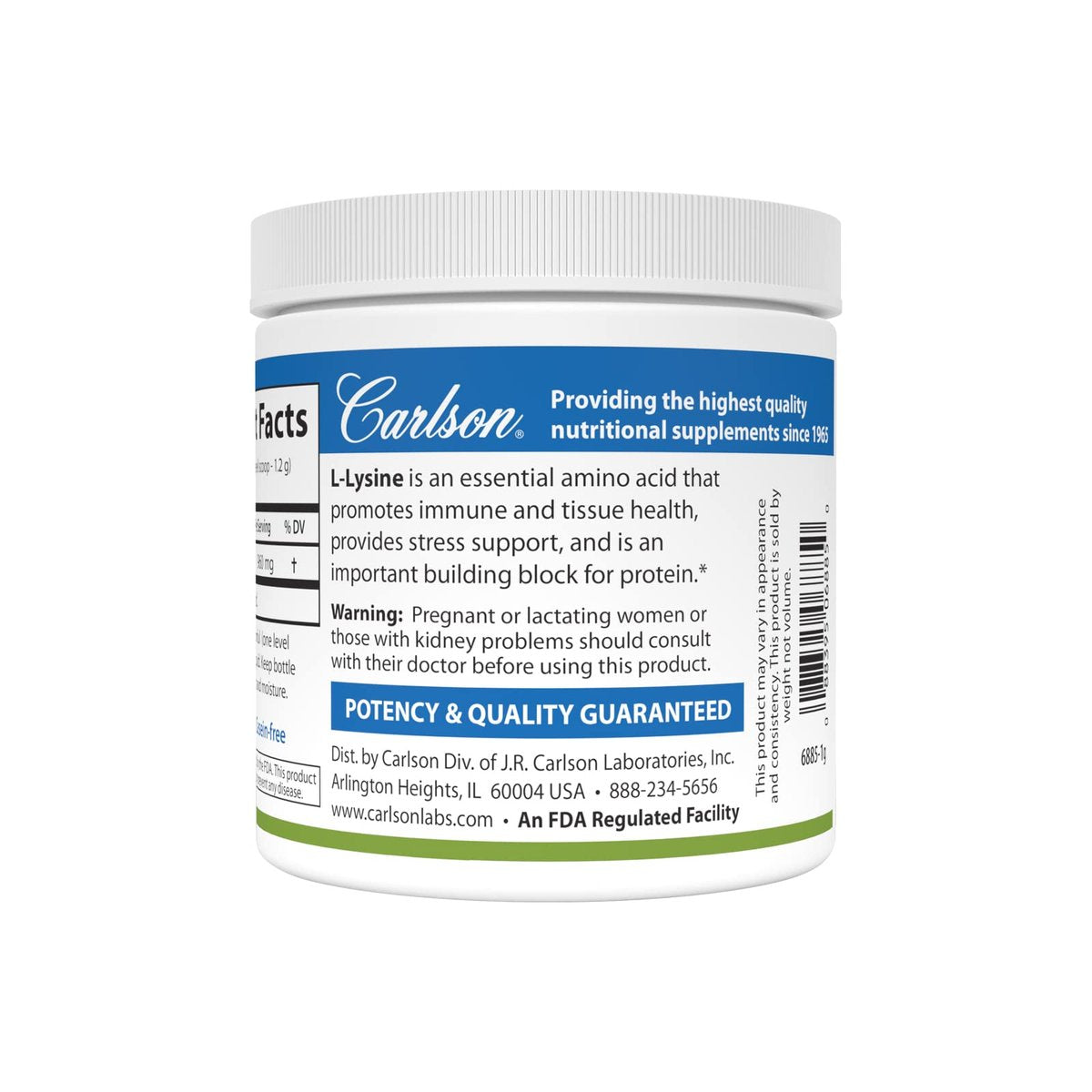 Carlson L-Lysin-Pulver, freie Aminosäure, 960 mg, unterstützt gesundes Gewebe & Muskelentwicklung, 100 g