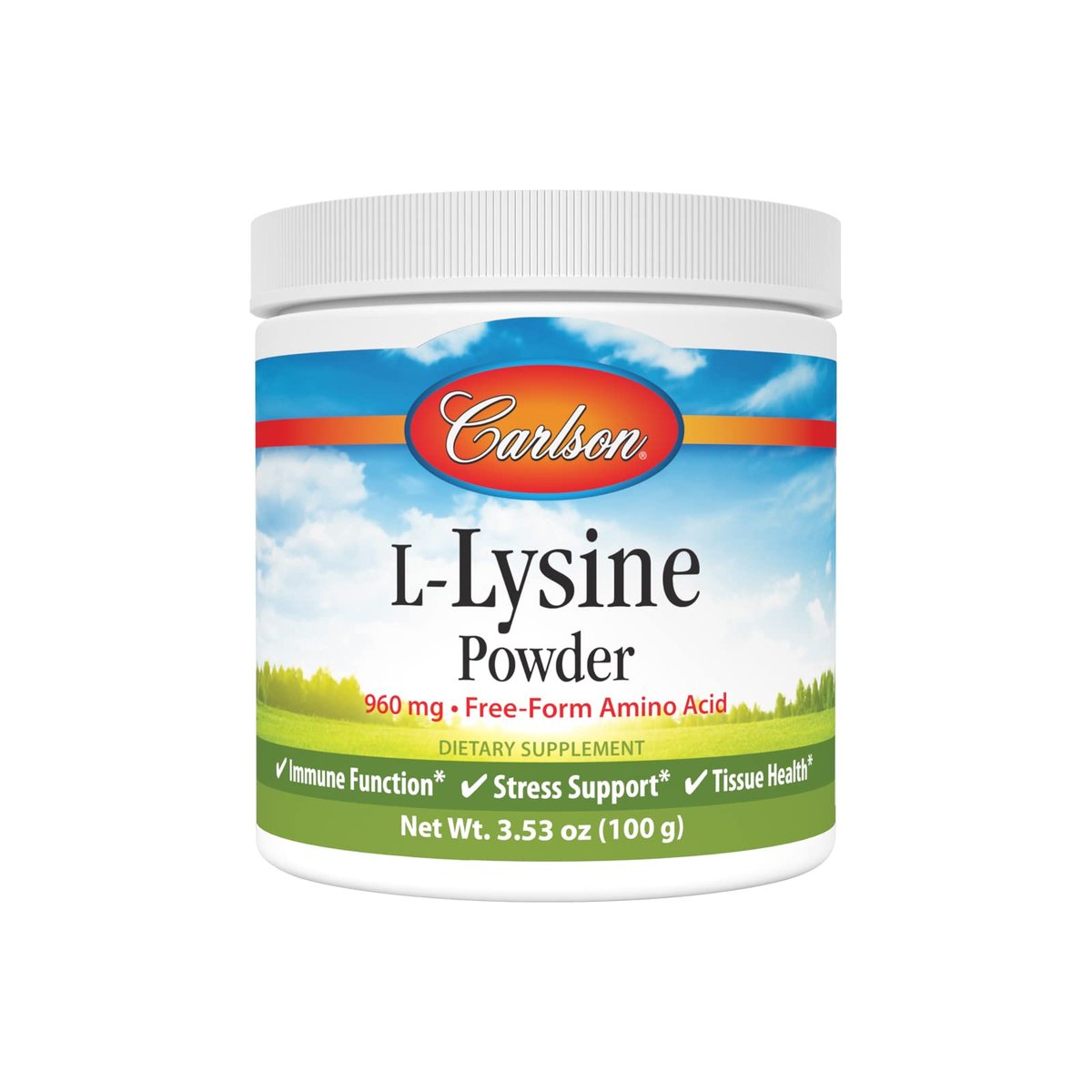 Carlson L-Lysin-Pulver, freie Aminosäure, 960 mg, unterstützt gesundes Gewebe & Muskelentwicklung, 100 g